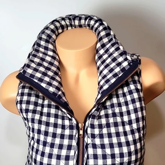 Peach Love California Navy Blue Gingham Quilted Vest - Picture 5 of 13